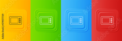 White Graphic tablet icon isolated on colorful background. Set icons in square buttons. Vector