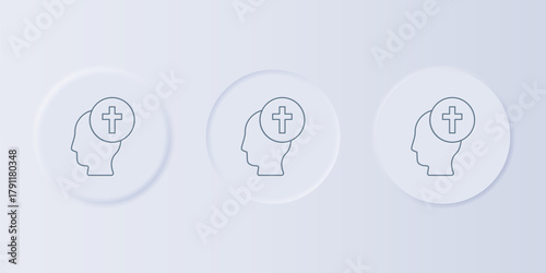 Grey Man graves funeral sorrow icon isolated on grey background. The emotion of grief, sadness, sorrow, death. Set icons in square buttons. Vector