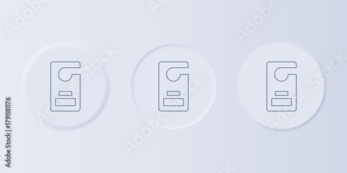 Grey Please do not disturb icon isolated on grey background. Hotel Door Hanger Tags. Set icons in square buttons. Vector