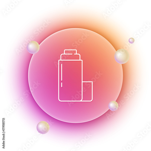White Thermos container icon isolated on white background. Thermo flask icon. Camping and hiking equipment. Orange and pink gradient circle background. Vector