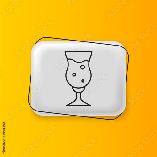 Black Glass of beer icon isolated on yellow background. Silver rectangle button. Vector