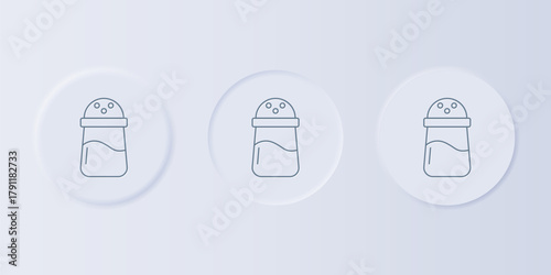 Grey Salt icon isolated on grey background. Cooking spices. Set icons in square buttons. Vector