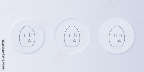 Grey Kitchen timer icon isolated on grey background. Egg timer. Cooking utensil. Set icons in square buttons. Vector