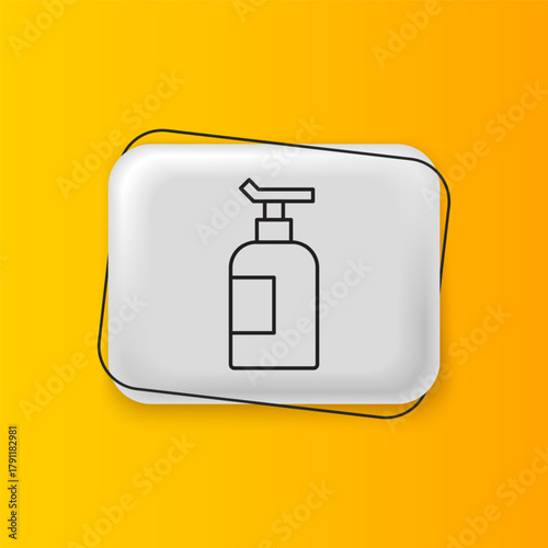 Black Cream or lotion cosmetic tube icon isolated on yellow background. Body care products for woman. Silver rectangle button. Vector