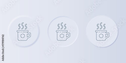 Grey Cup of tea icon isolated on grey background. Sweet natural food. Set icons in square buttons. Vector