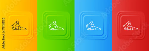 White Broken pot icon isolated on colorful background. Set icons in square buttons. Vector