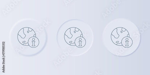 Grey Information icon isolated on grey background. Set icons in square buttons. Vector
