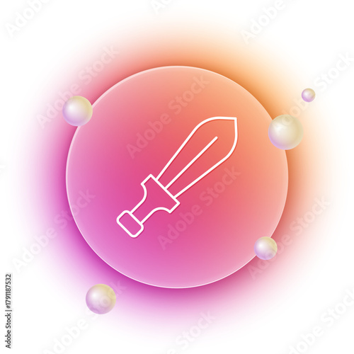 White Sword toy icon isolated on white background. Orange and pink gradient circle background. Vector