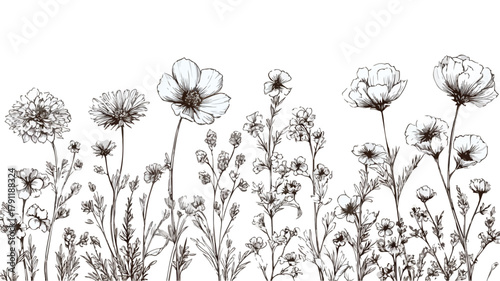 Beautiful Garden Flowers Vector Illustration: Vibrant, Botanical, Spring, Flora