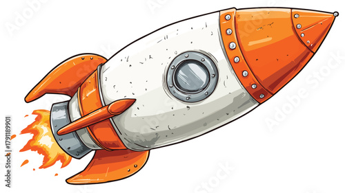 Modern White and Orange Rocket Design for Vector Illustration