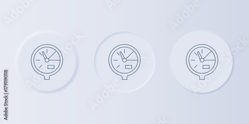 Grey Water meter icon isolated on grey background. Set icons in square buttons. Vector