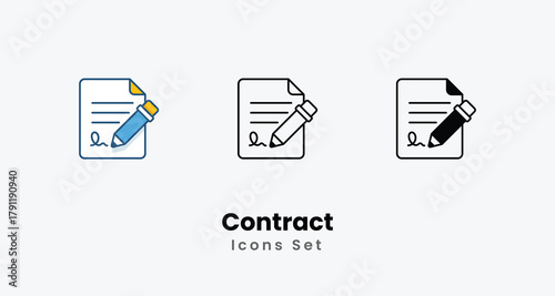 Contract icons vector set stock illustration