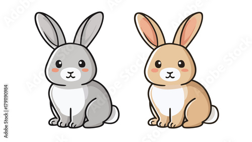 Adorable Cute Rabbit Sitting Cartoon Vector Icon Illustration