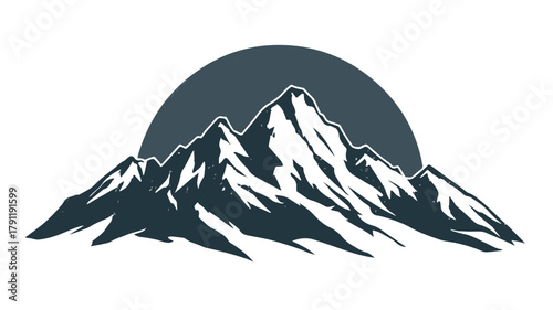 Adventure Mountain Icon Logo on White Vector Illustration
