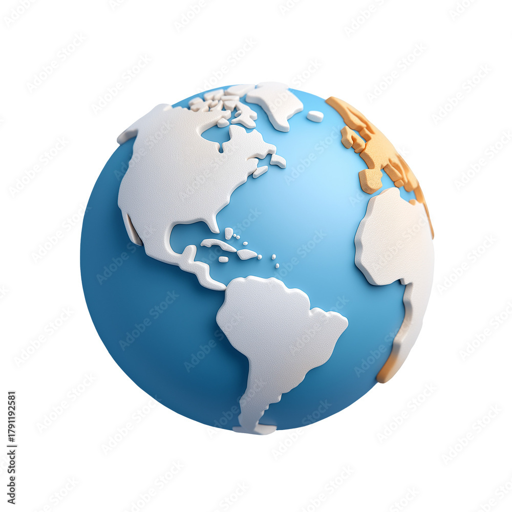 Naklejka premium 3D Earth Icon on Transparent Background.