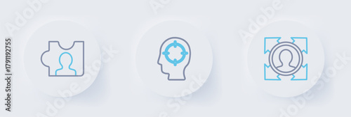 Set line Head hunting, and icon. Vector