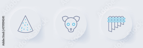 Set line Pan flute, Dog and Nachos icon. Vector