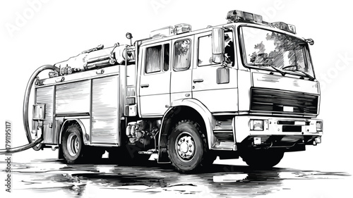 Emergency Vehicles Fighting Fire - Action Scene with Firefighting Service in Use