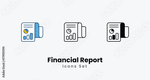 Financial Report icons vector set stock illustration
