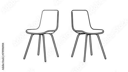 Minimalist Wooden Chair Line Icon for Furniture Concept