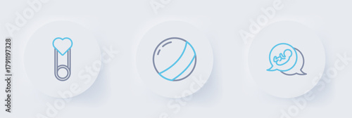Set line Baby, Beach ball and clothes pin icon. Vector