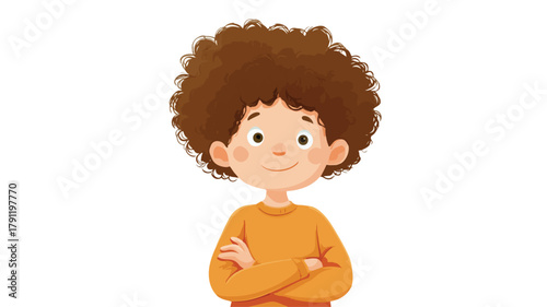 Happy Young Child on Clean White Background Vector Drawing