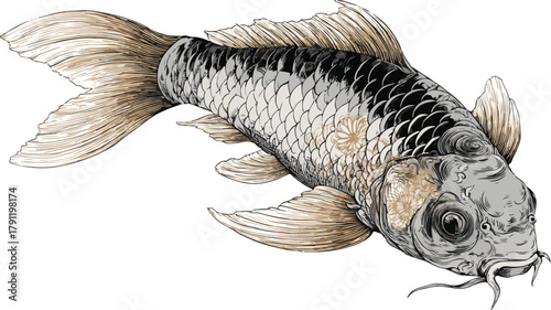 Exquisite Traditional Japanese Asagi Carp Koi Fish in Divine Setting