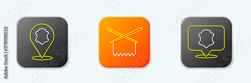 Set line Leather, Knitting needles and icon. Vector