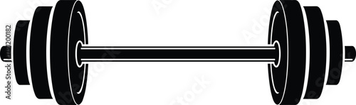 Barbell silhouette illustration, gym equipment vector, weightlifting icon, strength training design, black artwork, fitness gear, workout concept, exercise tool