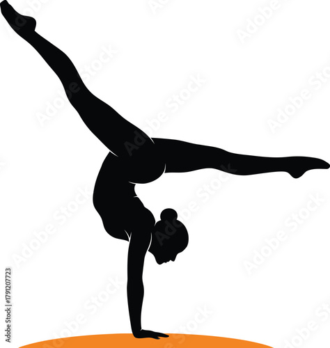 Gymnastics handstand silhouette vector illustration for fitness and flexibility training exercise