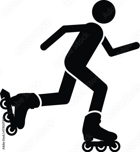 Roller skating illustration of stick figure for sports and recreation activities and exercise design element