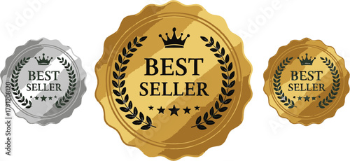 Best seller badge collection vector illustration for product marketing and promotion design element