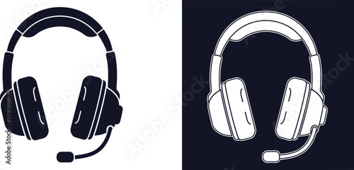 Gaming headset vector illustration for online gaming and communication devices and accessories design