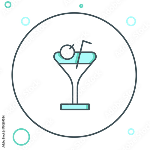 Line Martini glass icon isolated on white background. Cocktail icon. Wine glass icon. Colorful outline concept. Vector