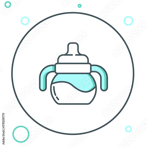 Line Baby bottle icon isolated on white background. Feeding bottle icon. Milk bottle sign. Colorful outline concept. Vector