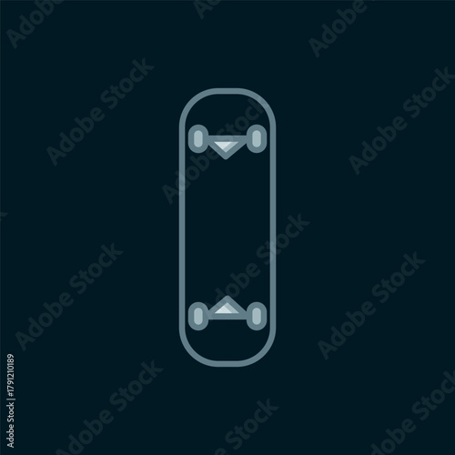 Line Skateboard trick icon isolated on black background. Extreme sport. Sport equipment. Flat filled outline style with shadow. Vector