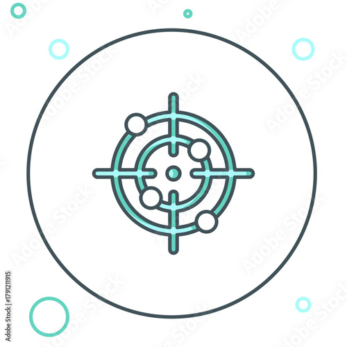 Line Target sport icon isolated on white background. Clean target with numbers for shooting range or shooting. Colorful outline concept. Vector