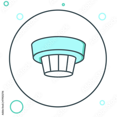 Line Smoke alarm system icon isolated on white background. Smoke detector. Colorful outline concept. Vector