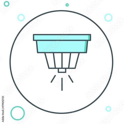 Line Smoke alarm system icon isolated on white background. Smoke detector. Colorful outline concept. Vector