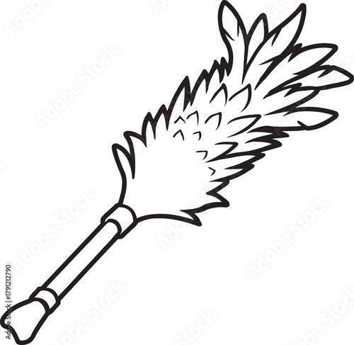 feather duster line vector illustration isolated on white background