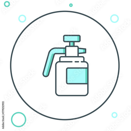 Line Garden sprayer for water, fertilizer, chemicals icon isolated on white background. Colorful outline concept. Vector