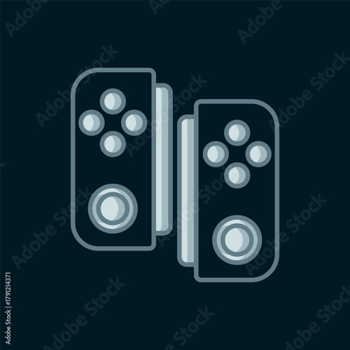 Line Gamepad icon isolated on black background. Game controller. Flat filled outline style with shadow. Vector