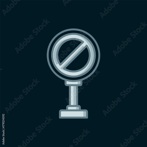 Line Stop sign icon isolated on black background. Traffic regulatory warning stop symbol. Flat filled outline style with shadow. Vector