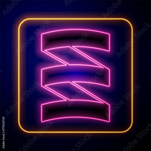 Glowing neon Sports nutrition bodybuilding proteine power drink and food icon isolated on black background. Vector