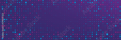 Purple abstract pixel texture bg video screen. Tv pattern background with square noise effect. Futuristic broadcast neon gradient banner for television. Modern vhs led static display element
