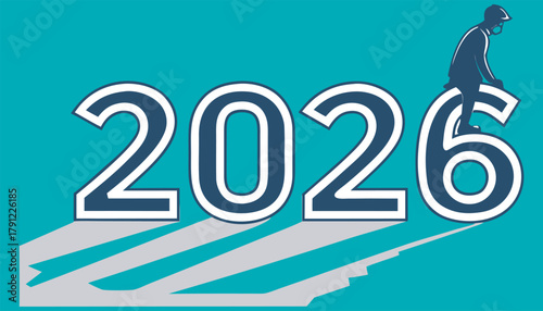 New year 2026 challenges and achievements with a climbing person