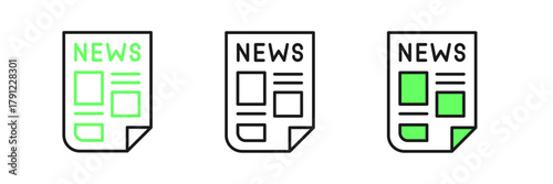 Set line News icon isolated on white background. Newspaper sign. Mass media symbol. Vector