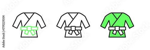 Set line Kimono icon isolated on white background. Chinese, Japanese, Korean, Vietnamese wearing national costumes, kimono. Traditional Asian costumes. Vector