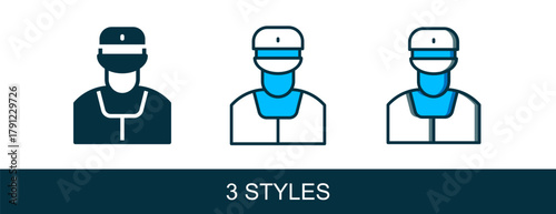 Filled outline Train conductor icon isolated on white background. Vector