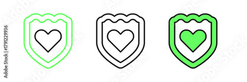 Set line Immune system icon isolated on white background. Medical shield. Vector